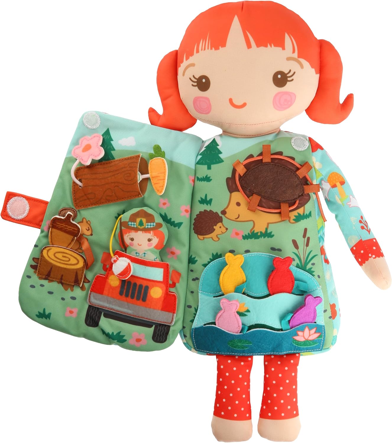 Bizzikins Poppy the Forest Ranger - 2-in-1 Soft Activity Doll & Busy Book