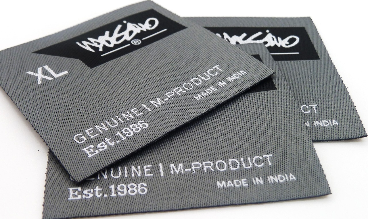 Close-up of a fabric care label on a plush toy