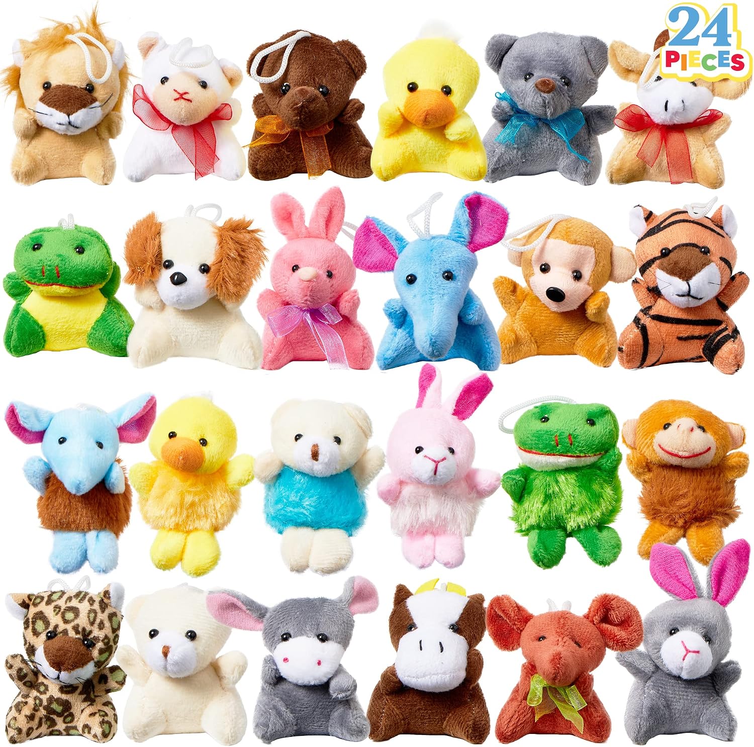 JOYIN 24 Pack Mini Animal Plush Toy Assortment (24 Units 2"-3"), Animals Keychain